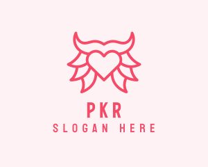 Pink Bull Heart  logo design