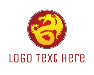 China - Mythology Golden Dragon logo design