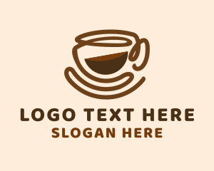 Brown Coffee Bean - Coffee Cup Cafe logo design
