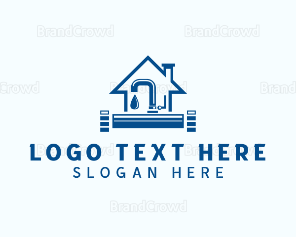 House Pipe Faucet Plumbing Logo