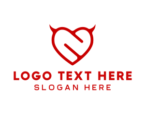 Devil - Sexy Dating Heart Letter N logo design