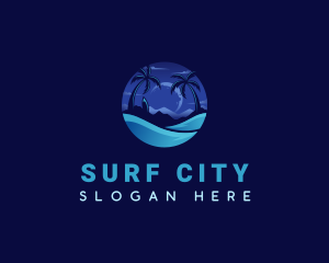 Night Surf Beach logo design