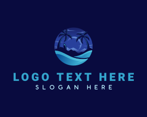 Island - Night Surf Beach logo design