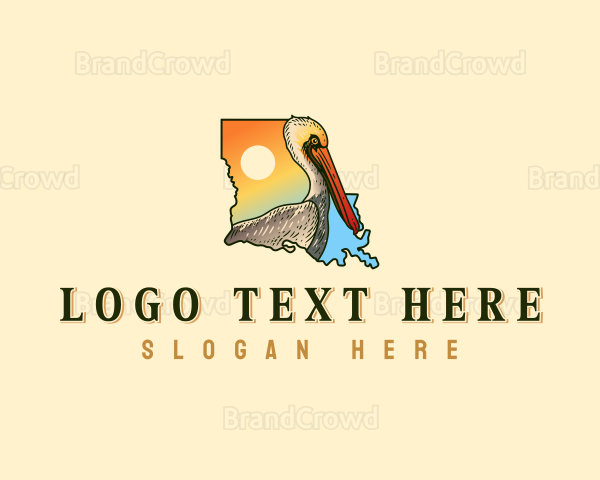 Louisiana Pelican Bird Logo