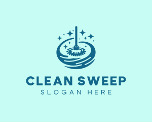 Mop - Cleaner Mop Custodian logo design