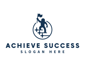 Goal - Man Flag Stairs logo design