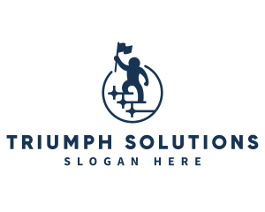 Triumph - Man Flag Stairs logo design