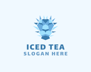 Geometric Ice Lion logo design