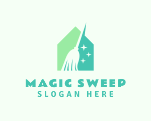 Green Broomstick Cleaning logo design