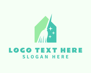 Clean - Green Broomstick Cleaning logo design