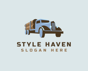 Trading - Logging Truck Wood logo design