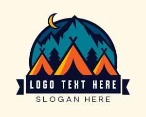 Moon - Mountain Tent Camping logo design