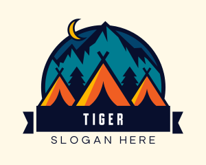 Traveler - Mountain Tent Camping logo design