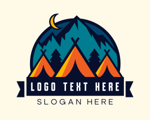 Trekking - Mountain Tent Camping logo design