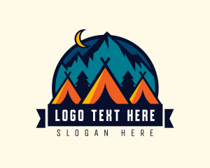 Camper - Mountain Tent Camping logo design