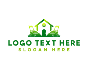 House - Grass Lawn Cutter logo design