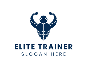 Blue Muscular Bodybuilder logo design