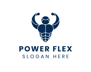 Bicep - Blue Muscular Bodybuilder logo design