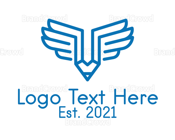 Blue Wing Pencil Logo