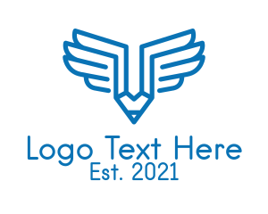 Flying - Blue Wing Pencil logo design