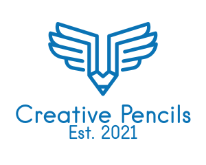 Blue Wing Pencil  logo design