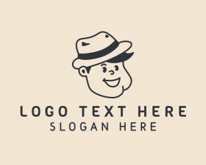 Smiling Boy Fedora Hat Logo