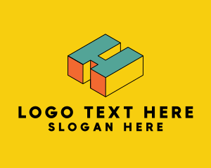 3d - 3D Pixel Letter H logo design