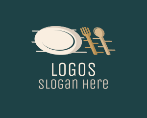 Eating House - Plate Fork Spoon logo design