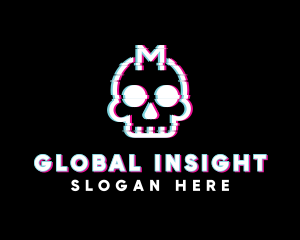 Stream - Glitch Skull Letter M logo design