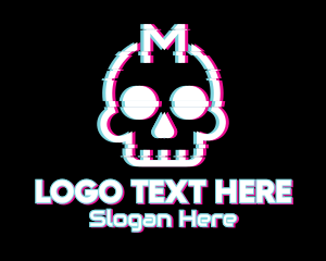 Goth - Glitch Skull Letter M logo design