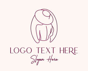 Hairdresser - Pink Hat Lady Stylist logo design