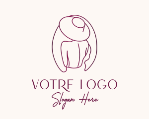 Haircut - Pink Hat Lady Stylist logo design