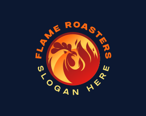 Roasting - BBQ Hot Roast Chicken logo design