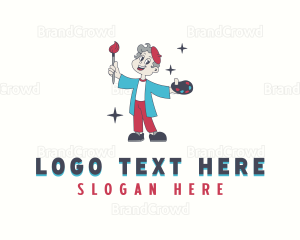 Cartoon Painter Artist Logo