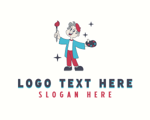 Cartoon Painter Artist Logo