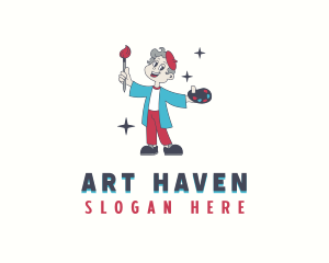 Cartoon Painter Artist logo design