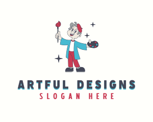 Cartoon Painter Artist logo design