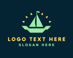 Maritime - Sailing Sun Boat logo design