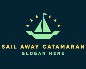 Sailing Sun Boat  logo design