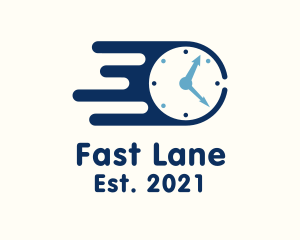 Blue Fast Clock logo design