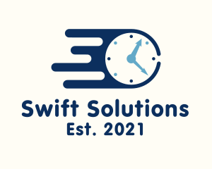 Quick - Blue Fast Clock logo design