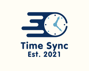 Blue Fast Clock logo design