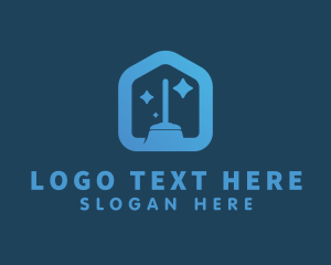 Clean - House Broom Cleaner logo design