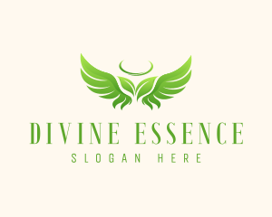 Sacred - Angel Wings Leaf logo design