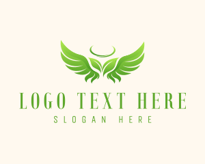 Sacred - Angel Wings Leaf logo design