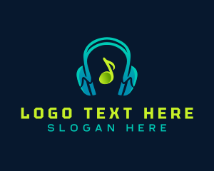 Music Note - Music Headphones Studio logo design
