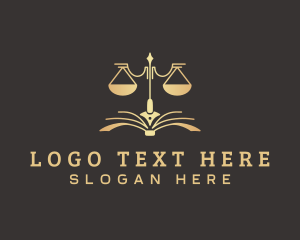 Golden - Justice Scale Pen Writing logo design