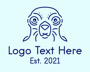 Sea Lion - Blue Outline Seal logo design