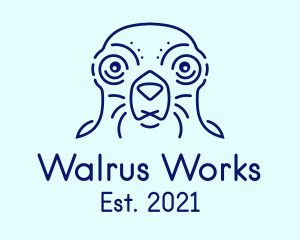 Walrus - Blue Outline Seal logo design