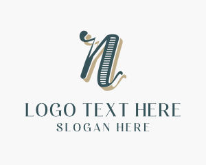Writer - Retro Generic Letter N logo design